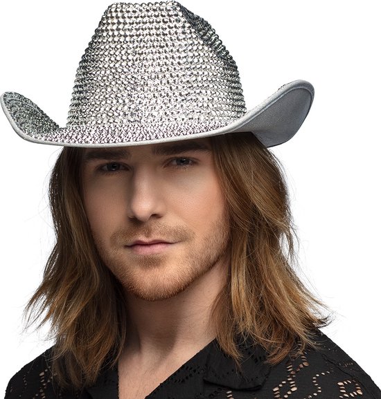 Boland - Hoed cowboy Tomorrow zilver Zilver - 59 - Volwassenen - Unisex - Cowboy - Festival - Carnaval - Themafeest