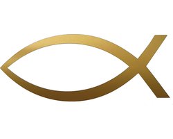 Ichtus vis sticker - 14x6cm - goud - topkwaliteit avery autoreclame folie