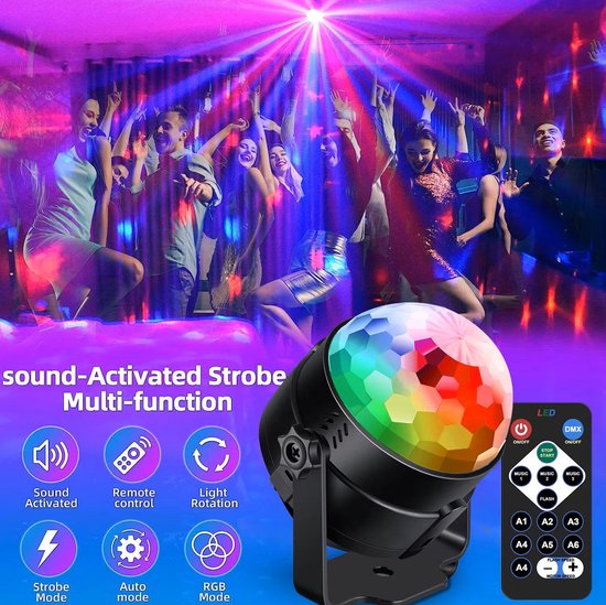 Foto: Discolamp discobal met muziek sensor discolamp met afstandsbediening feestverlichting feestlamp