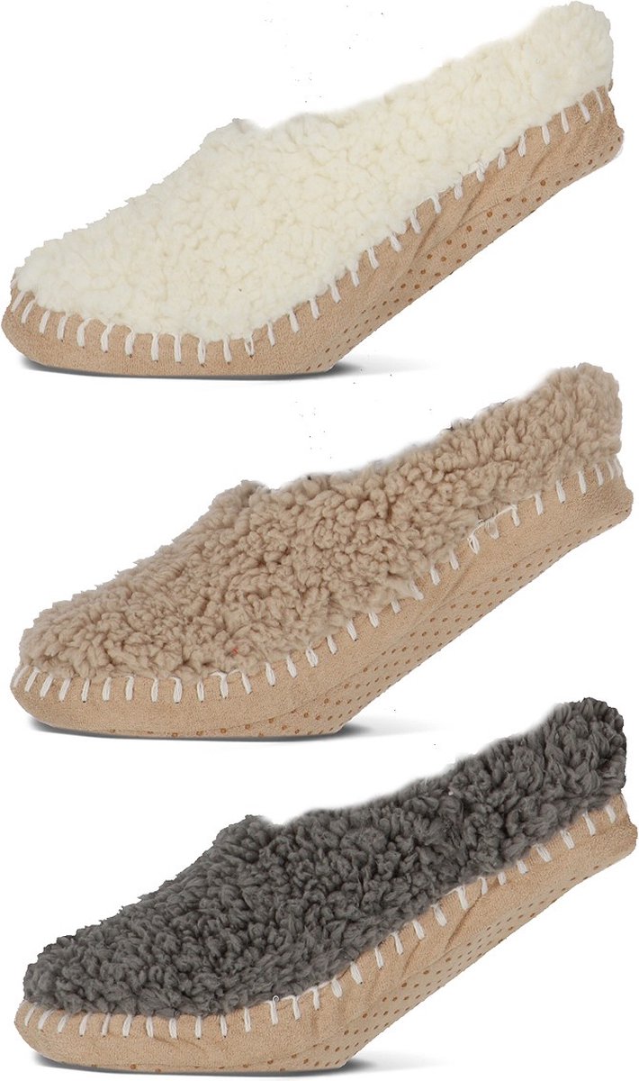 Basset - Fleece Indoor Homeshoes - Maat 39-42 - White - Zachte en Warme Sloffen