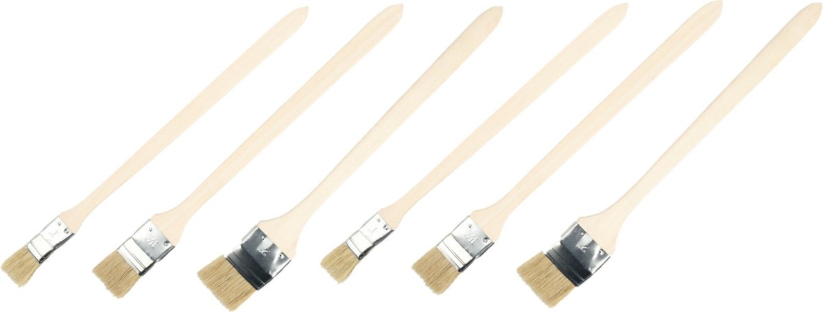FX Tools Verfkwasten set - 6 delig - platte lange steel kwasten - B25/37/50 mm - Steel 41 cm - Voordeelkwasten - Schilderen thuis