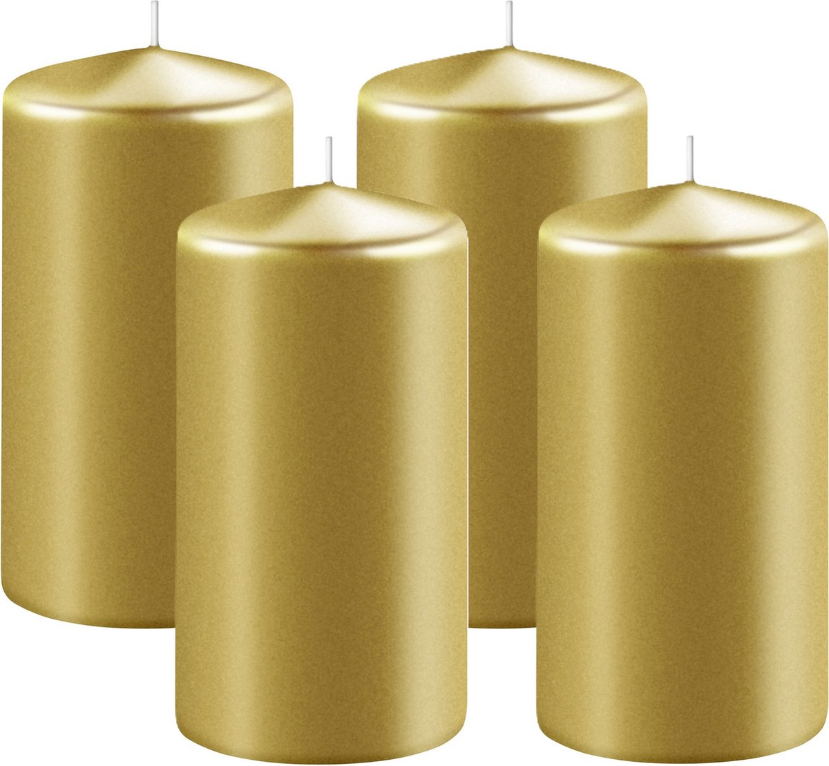 Enlightening Candles Cilinderkaars/stompkaars - 4x - goud - D8 x H12 cm - 45 branduren - Dikke kaarsen - Voor kandelaar of plateau Goudkleurig