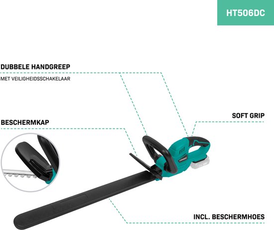 Taille-Haie Sans Fil VONROC 20V - Longueur d'épée 520mm - Largeur de coupe 14mm - Hors TVA Batterie et chargeur rapide