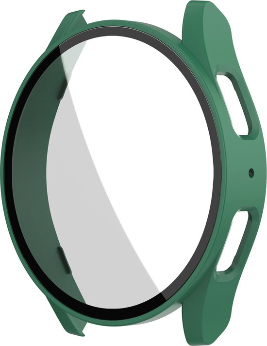 Groen horlogekastje met geïntegreerde screenprotector voor een 44mm smartwatch.