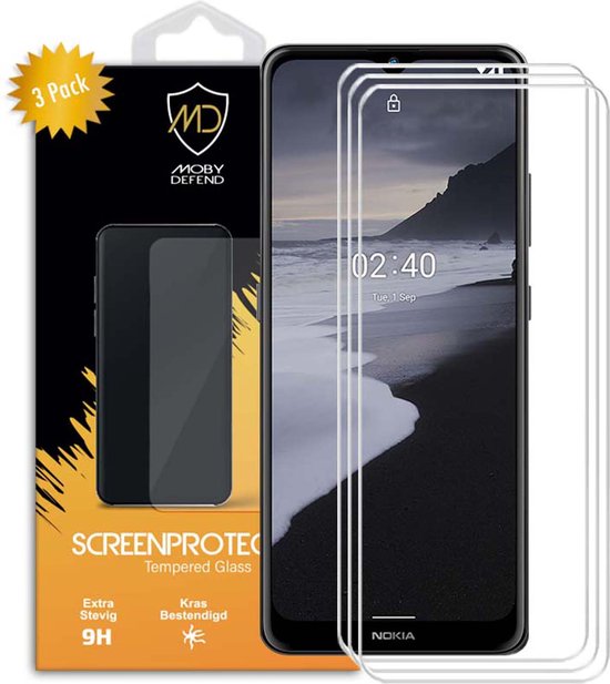 3-Pack Nokia 2.4 Protecteurs d'écran, MobyDefend Case-Friendly en Glas trempé d' écran - Couvertures en verre / Protections d'écran compatible pour Nokia 2.4