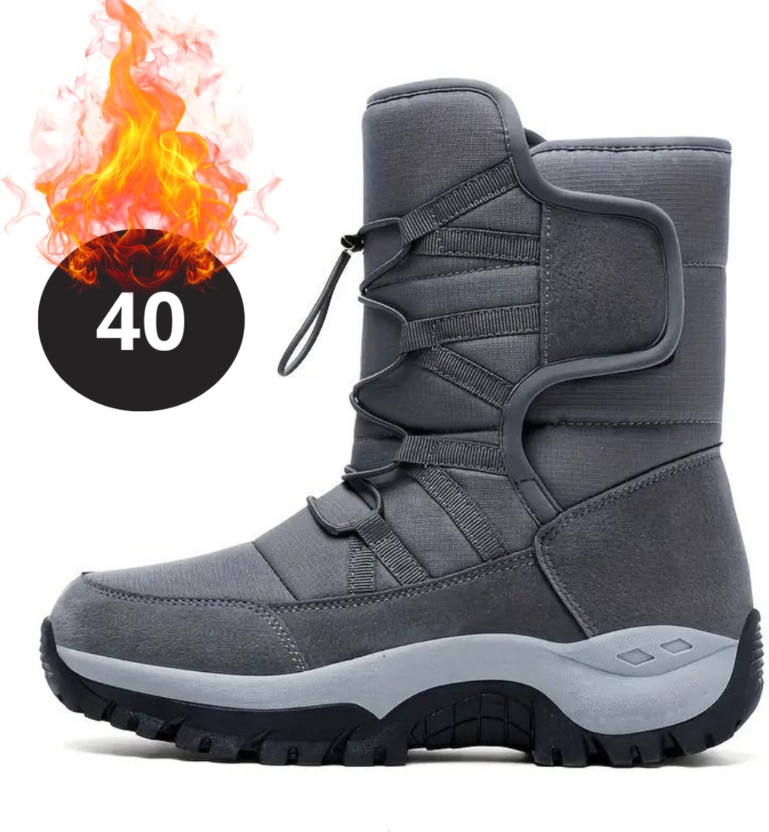 Livano Snowboots Sneeuwschoenen Sneeuwboots Heren Wintersport Ski Skischoenen – 40 Fleece Grijs
