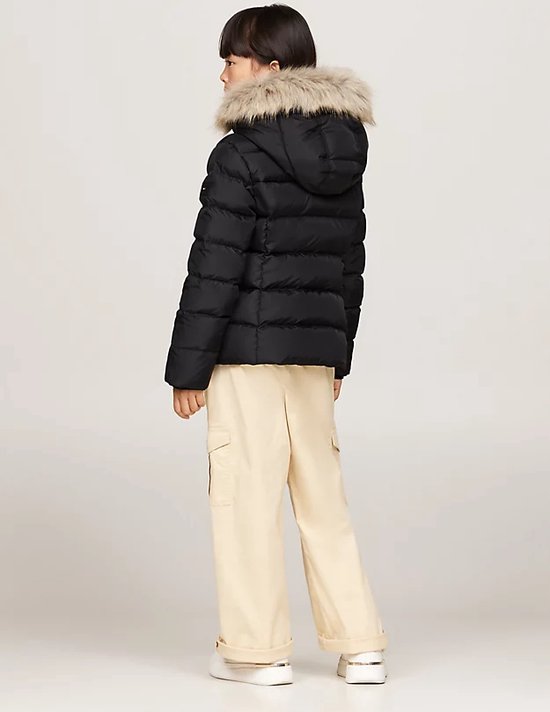 Tommy Hilfiger ESSENTIAL DOWN FUR HOOD JACKET Meisjes Jas Black Maat 16 bol