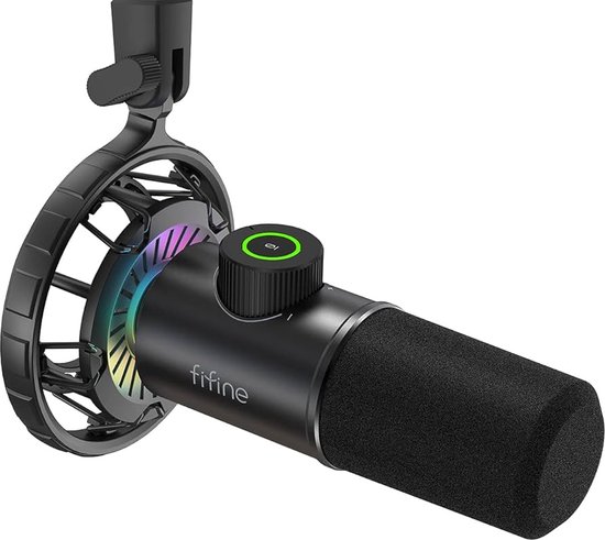 Ellenne ZRD12 RGB USB-condensatormicrofoon – Stootvaste Houder, Popfilter, Ideaal Voor Gaming En Streaming Op Pc En PS5