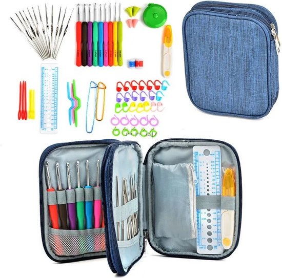 WiseGoods Luxe Haaknaaldenset & Etui - Haaknaald - Hobby Haaknaalden - DIY - Haken - Steekmarkeerders - Soptnaalden - Naald 72stk