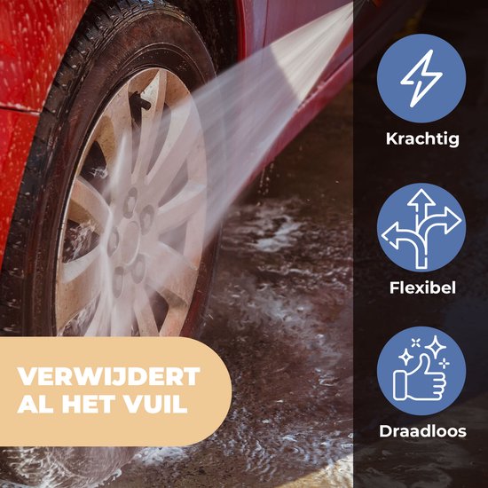LotaHome - Draadloze Hogedrukreiniger - Inclusief 3 Accu's - Instelbare Accu Drukreiniger - Plantenspuit - Auto Schoon Spuiten - Inclusief 5 Meter Waterslang - Waterdrukreiniger - Spuitpistool - Hogedrukspuit - 30 bar & 24 V - Complete Set van LotaHome — afbeelding 2