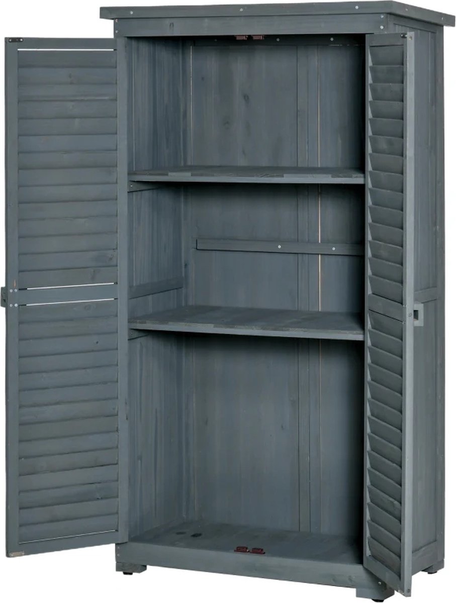 Tuinkast - Opbergkasten met deuren - Tuinhuis - Tuinschuur - Schuur voor Gereedschap - Natuur - Hout - 87 cm x 46.5 cm x 160 cm