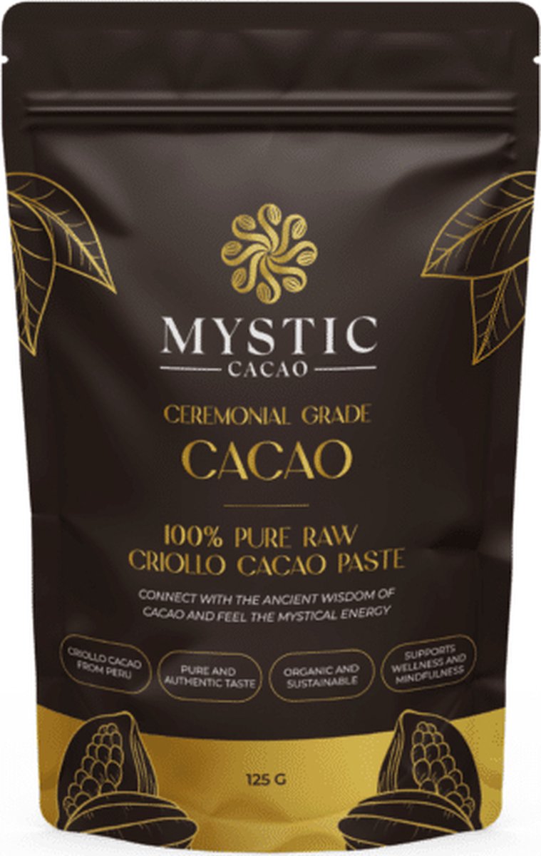 Criollo Raw Cacao pasta - Ceremonial Grade voor wellness - 125 gram Mystic Cacao
