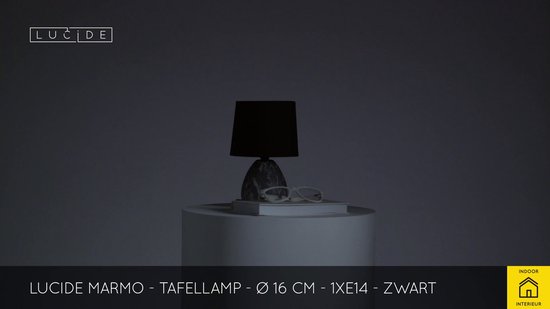 Lucide MARMO - Lampe de table - Ø 16 cm - 1xE14 - Noir