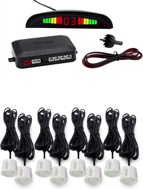 Cartronix Parkeersensoren Set (8 sensoren)| Wit| Parkeerhulp | CTX-RFP-01
