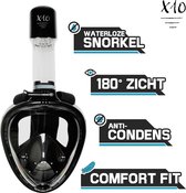 X10 Snorkelmasker - Duikbril - Snorkel - Snorkelset - Full Face Masker - Volwassenen - Zwart - L/XL