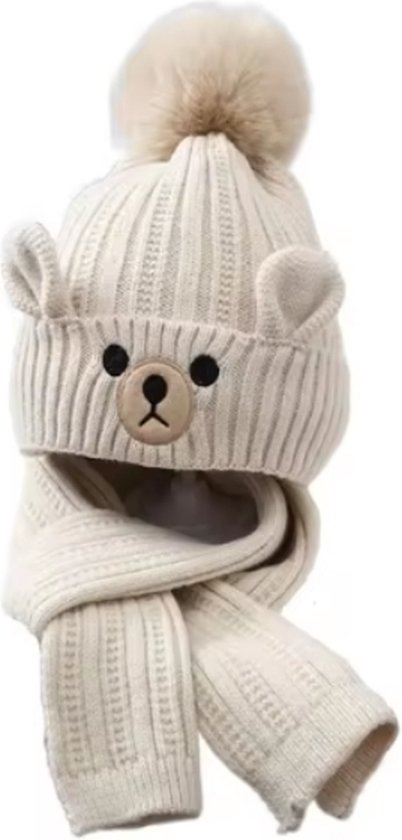 Foto: Kindere set muts en sjaal wintermuts 3 tot 10 jaar winterset unisex beige