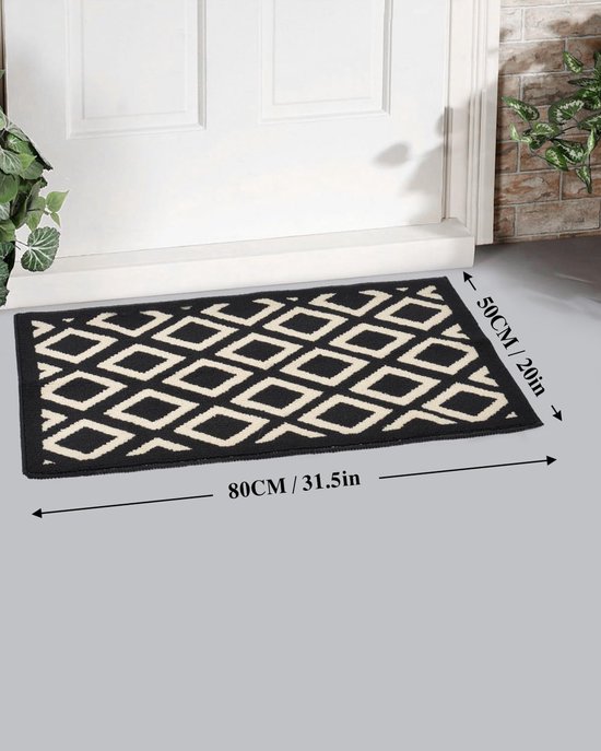 COLOR&GEOMETRY Deurmat Binnen 61x92cm Zwart - Antislip Absorberend & Wasbaar | Dun & Duurzaam