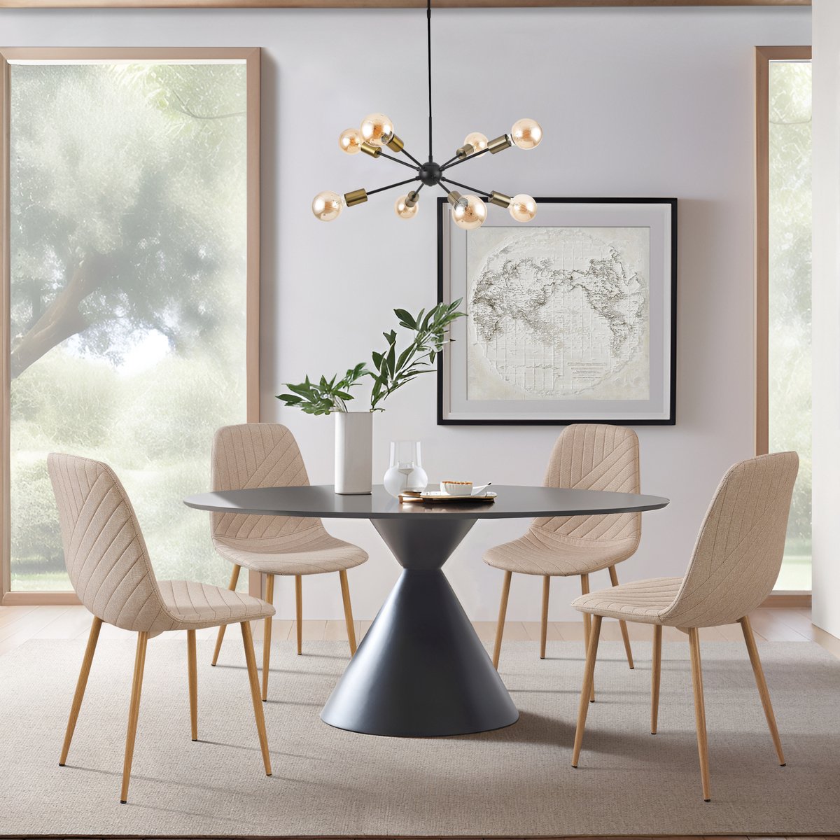 Eetkamerstoel set van 4 Köfering 89x44x54 cm lichtbruin en houtkleurig [en.casa]