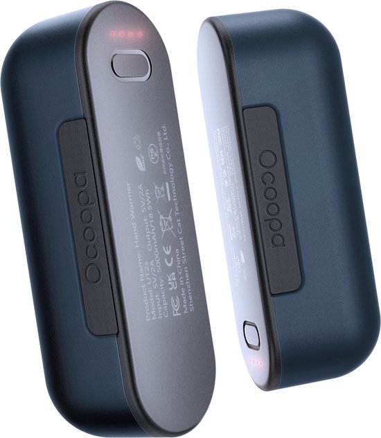 Handwarmers Herbruikbaar - OCOOPA UT2s - Tot 14 Uur (2*7) Warmte - 4 Warmte niveaus (39 - 52C°) - Premium 2-delig Magnetisch Design - 2in1 Powerbank (2*5000 mAh) - Herbruikbare Handwarmers - Oplaadbare Handverwarmer - TikTok