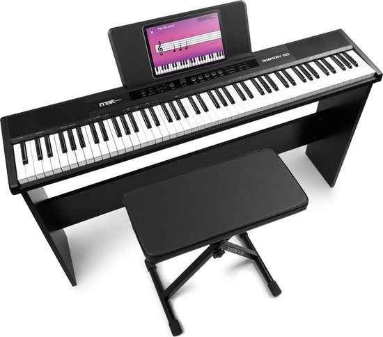 Foto: Max rhapsodydp88p digitale piano set met meubel en keyboardbankje 88 aanslaggevoelige toetsen