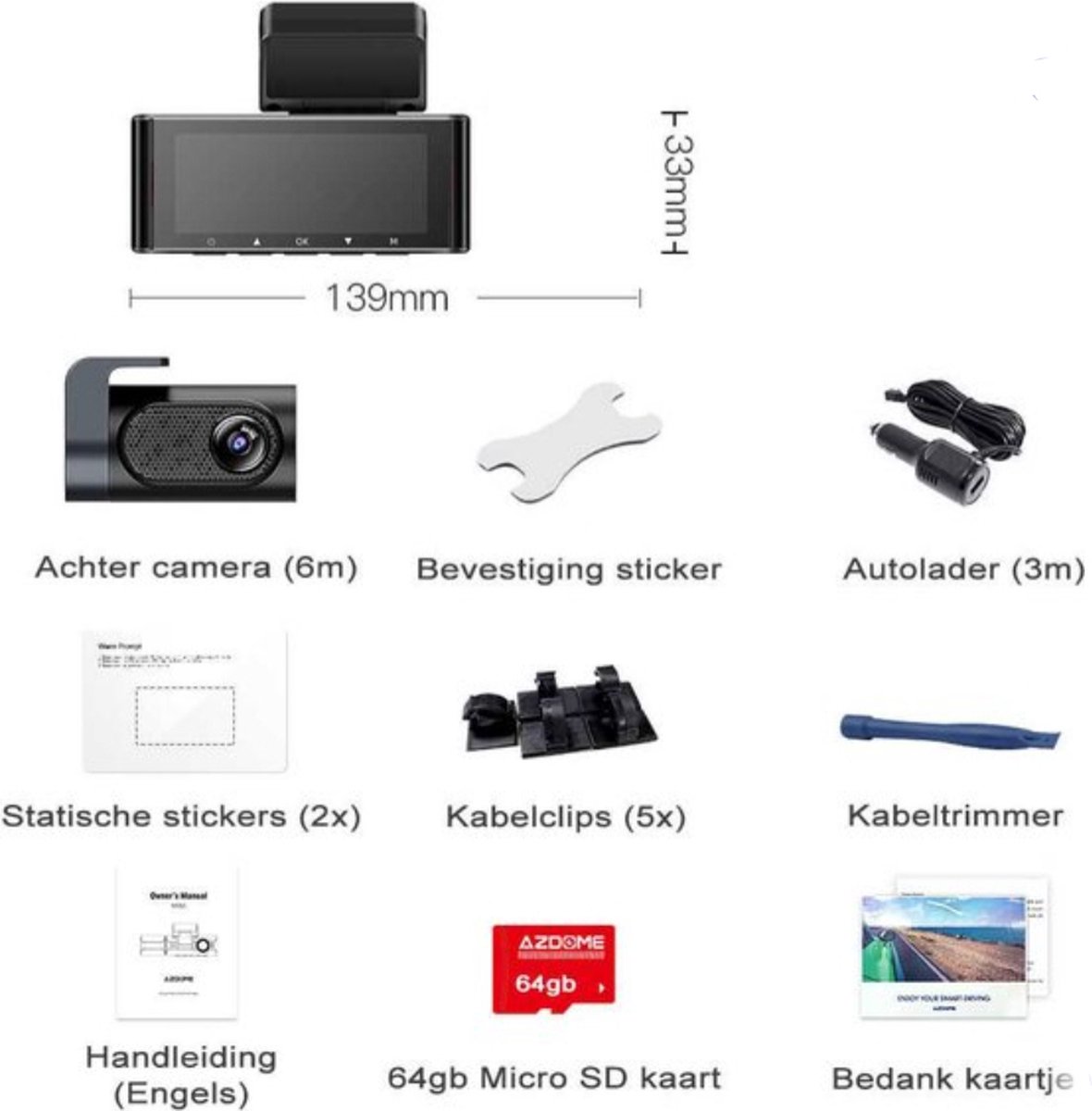 AZDome M550 Pro 2CH - 4K Wifi GPS dashcam voor auto thumbnail 5