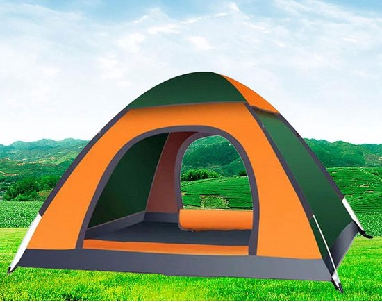 2-3 Personen Campingtent Snel Openende Regendicht Donkergroen en Oranje van Yello — afbeelding 3