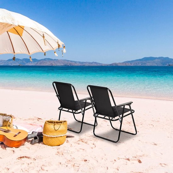 Outsunny Set van 2 opvouwbare campingstoelen, gewatteerde