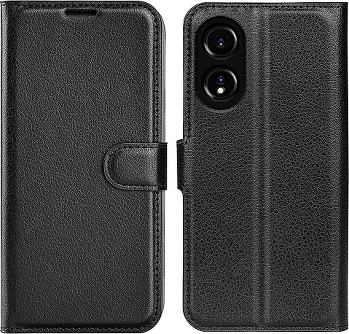OPPO A78 Hoesje Met Pasjeshouder Bookcase Zwart