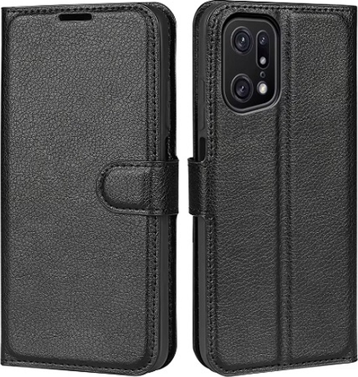 Oppo Find X5 Pro Hoesje Met Pasjeshouder Bookcase Zwart