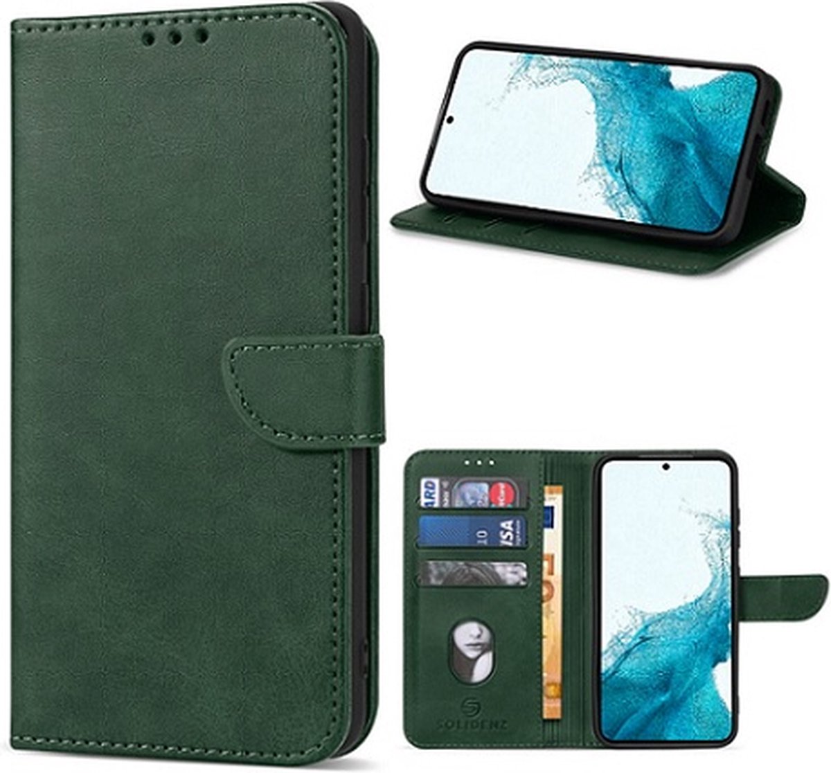 Samsung S23 Hoesje Met Pasjeshouder Bookcase Groen