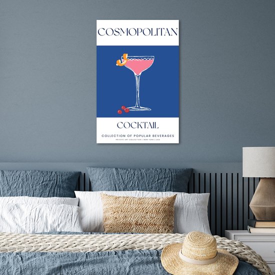 Affiche 40x60 cm - Cocktail - Cosmopolitan - Vintage - Blauw - Posters - Décoration murale cuisine - Décoration murale salon - Accessoires décoratifs - Décoration murale chambre