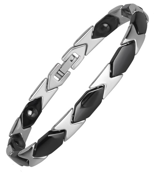 Bracelet en acier céramique noir BARU avec Germanium - Bracelet Design réglable - Bracelets Mauro Vinci avec coffret cadeau