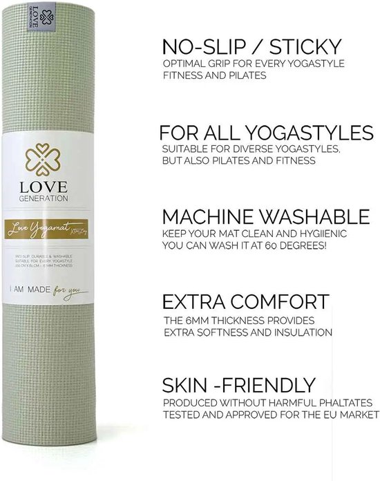 Extra Dikke Yogamat - Sage Groen - Sticky - 6 mm van Yogi & Yogini — afbeelding 2
