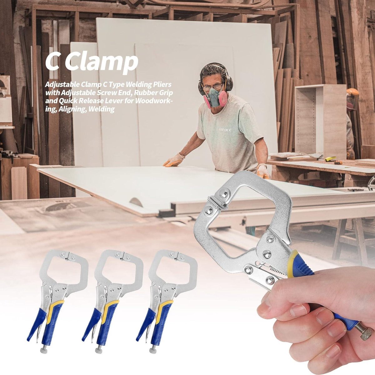 3 STKS 6 Inch Metalen Grip Vergrendeling C-Klem Verstelbare Klem C Type Lassen Tangen