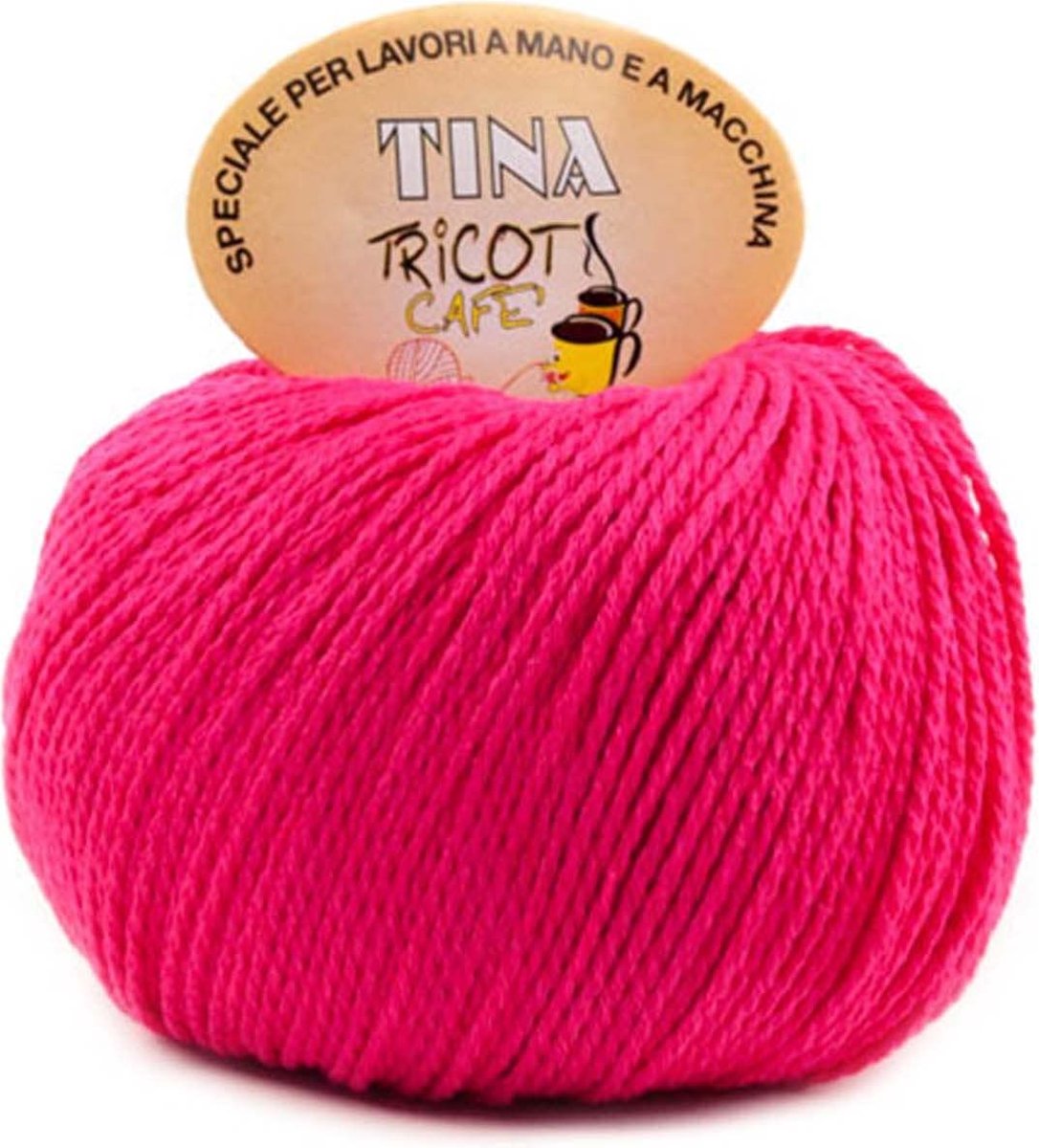 Tricot Cafè Tina puur katoenen garen super gemerceriseerd anti-pilling in glanzende kleur voor haaknaalden: 4.50 5.00 Fuchsia 26 1 stuk 100 g