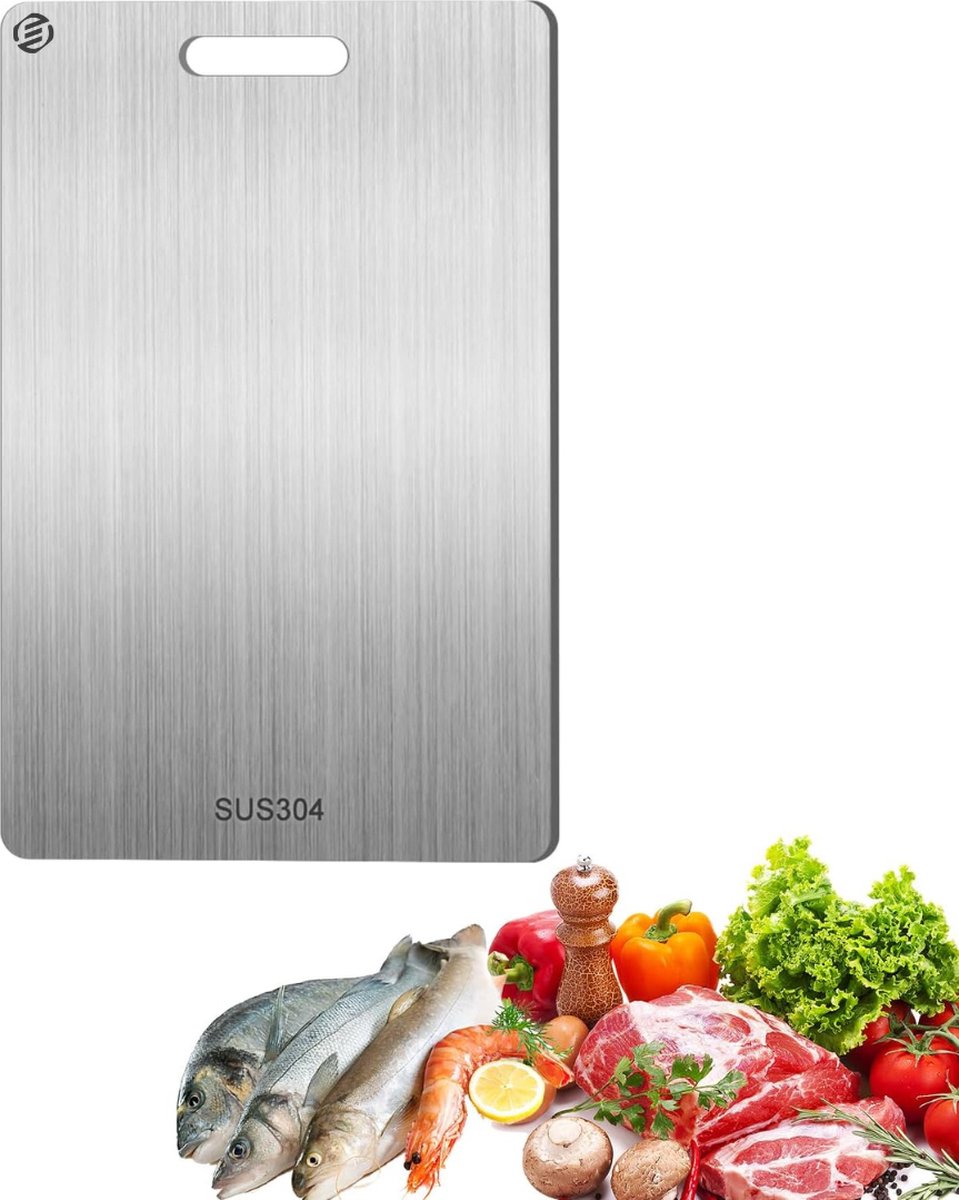 Equivera Titanium Snijplank - Geen Plastic - Geen Geurtjes - Roestvrij - Cutting Board - Anti Bacterieel - Vaatwasserbestendig