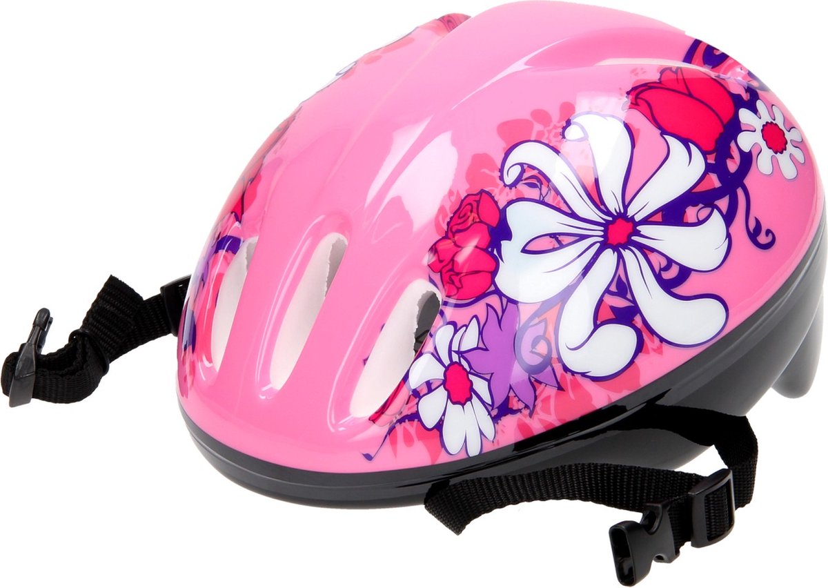 Bike Fun Fietshelm - Maat 50-54 - Roze /Bloem wit