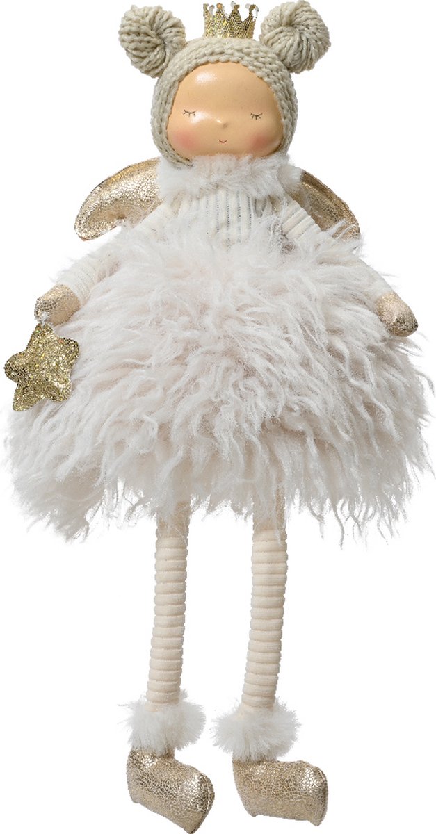 Decoris - Kerst rendiermeisje Polyester H52cm Engel