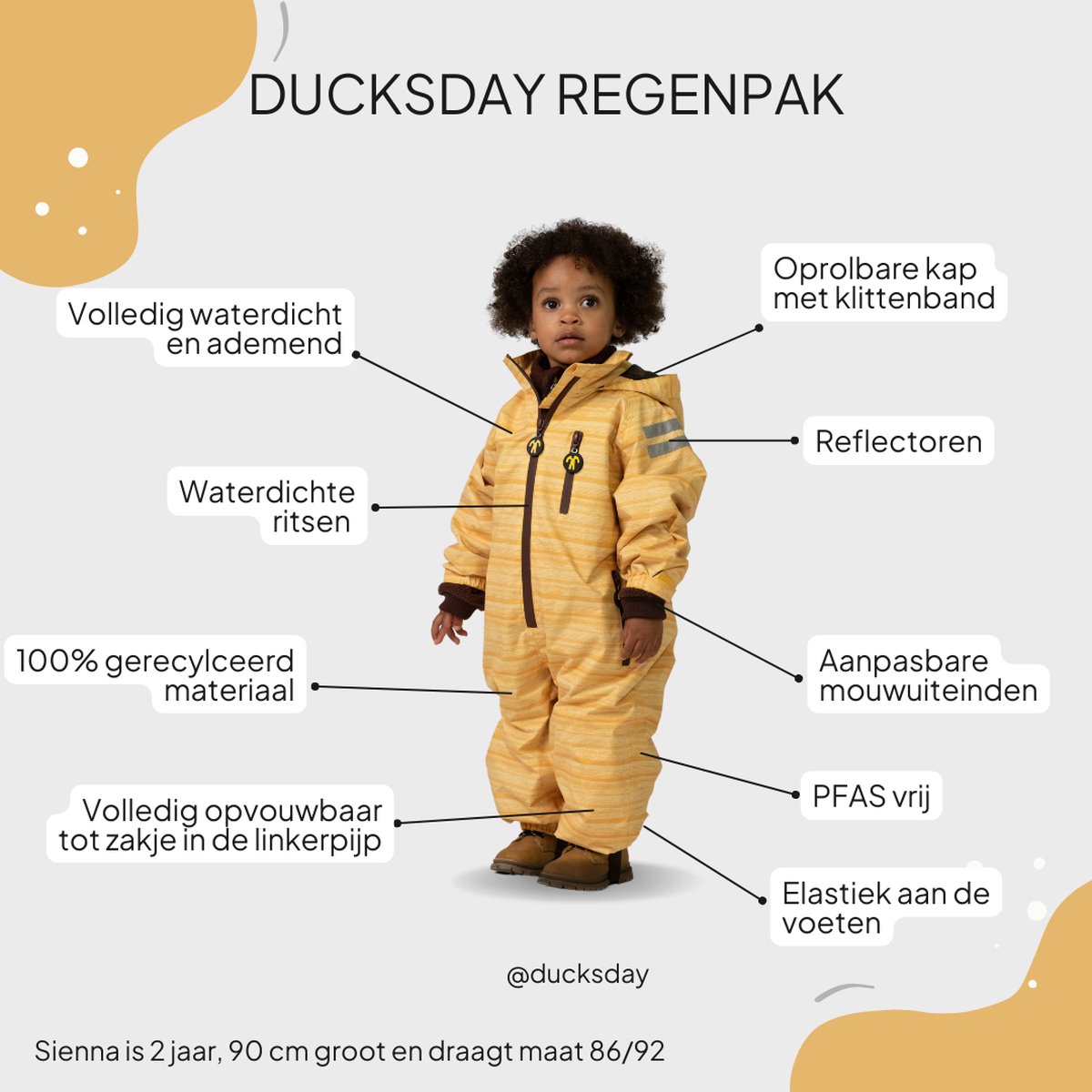 Ducksday Regenpak - Regenoverall - Waterdicht & Ademend - PFAS - vrij - Gerecycled Polyester - Dusk — afbeelding 3