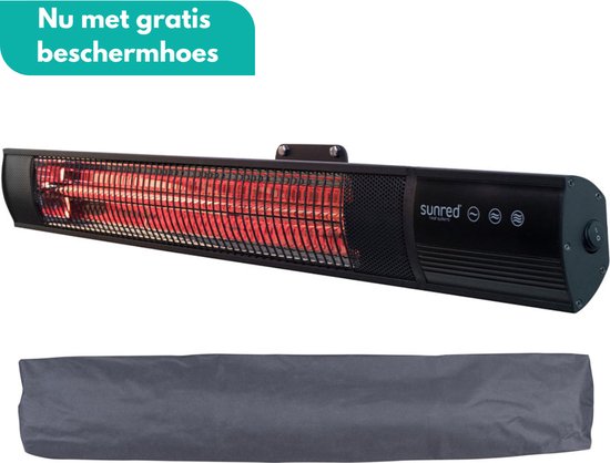 Sunred - COMBIDEAL - Heater & Hoes - Dark lijn - Zwart - Wand model - Terrasverwarmer – Carbon rosé goud technologie - 1500 W – ECO - 3 standen - Afstand bestuurbaar - Elektrische heater