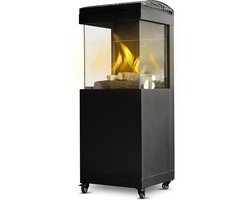 OUTR Tuinhaard - Terrasverwarmer - Zwart - Keramische houtblokken - 8,5 kW - 134,5 x 50 x 50 cm