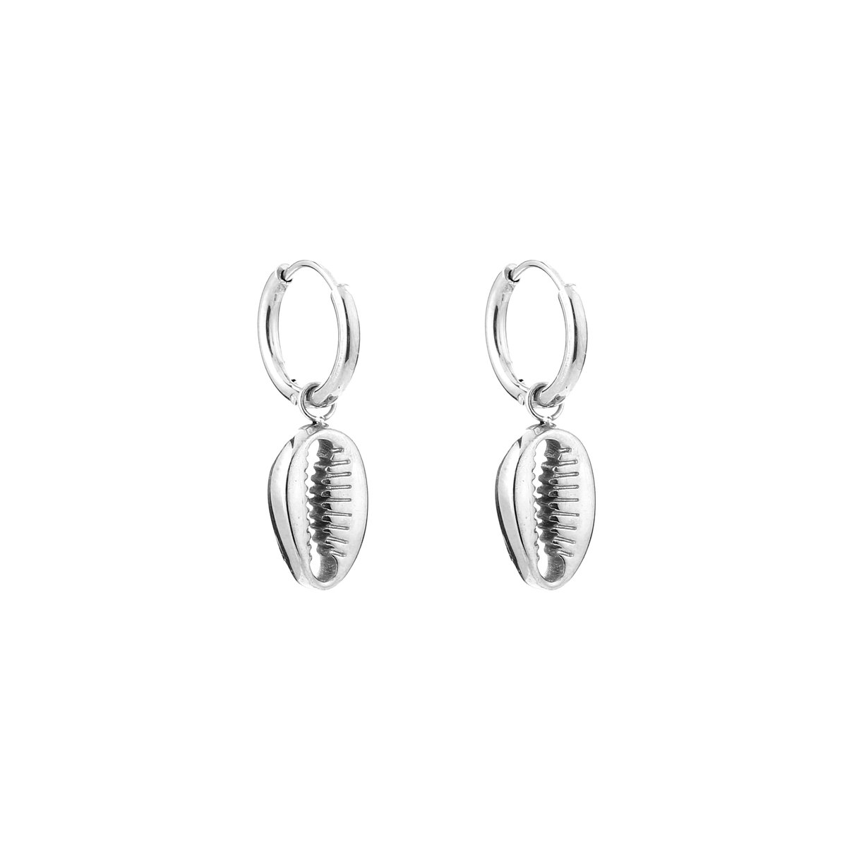oorbel met schelp zilver JE14019