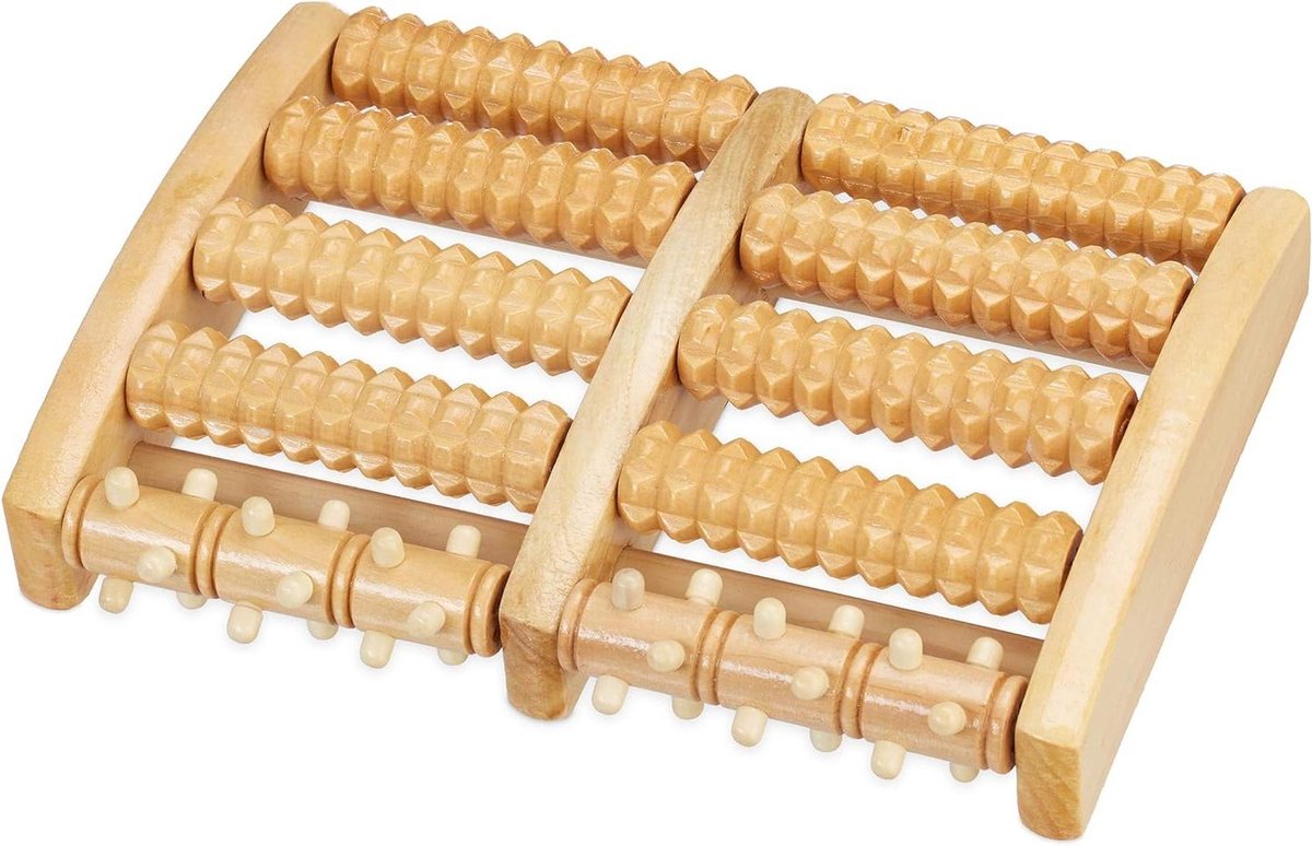 Voetmassageapparaat Voetmassage Roller Hout 10 Rollen Noppen Ontspanning Natuur