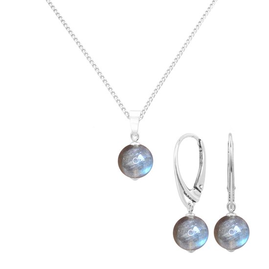 ARLIZI 2316 Parure de Bijoux pendentif labradorite - collier et boucles d'oreilles - argent sterling