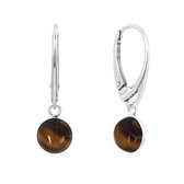 ARLIZI 2307 Boucles d'oreilles d'oreilles cabochon oeil de tigre - argent massif - 3 cm