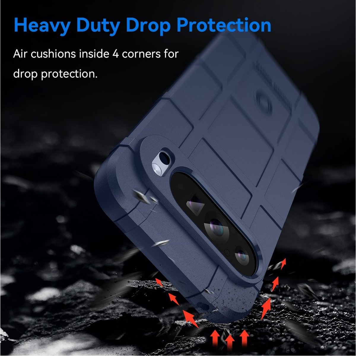 Mobigear Hoesje geschikt voor Google Pixel 9 Pro Telefoonhoesje Flexibel TPU | Mobigear Rugged Shield Backcover Shockproof | Schokbestendig Pixel 9 Pro Telefoonhoesje | Anti Shock Proof - Blauw