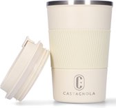 Castagnola Thermos Cup - Coffee Cup To Go - Tasse de voyage pour Café et Thee - Tasse à thé - 380 ML - Acier inoxydable - Blanc cassé