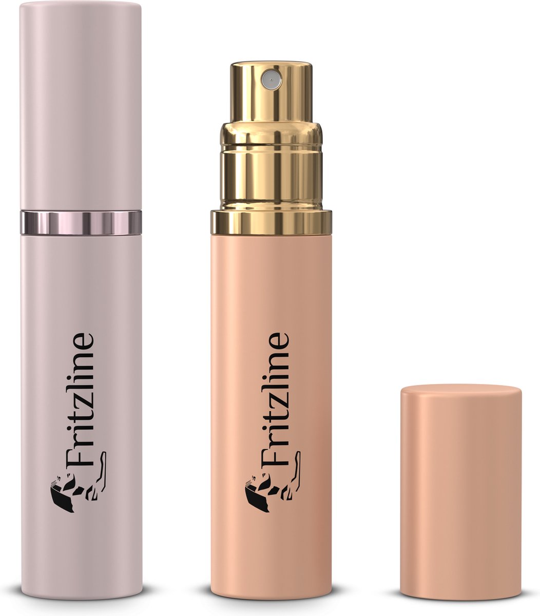Fritzline® Set van 2 Luxe Navulbare Parfumflesjes - parfum flesje navulbaar - verstuiver flesjes leeg - reisflesje - mini parfumverstuiver - zilver goud
