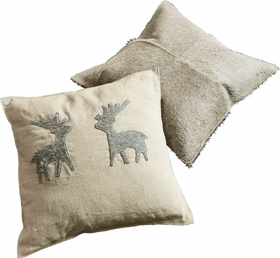 LOBERON Kussenhoes set van 2 Beaupuy grijs