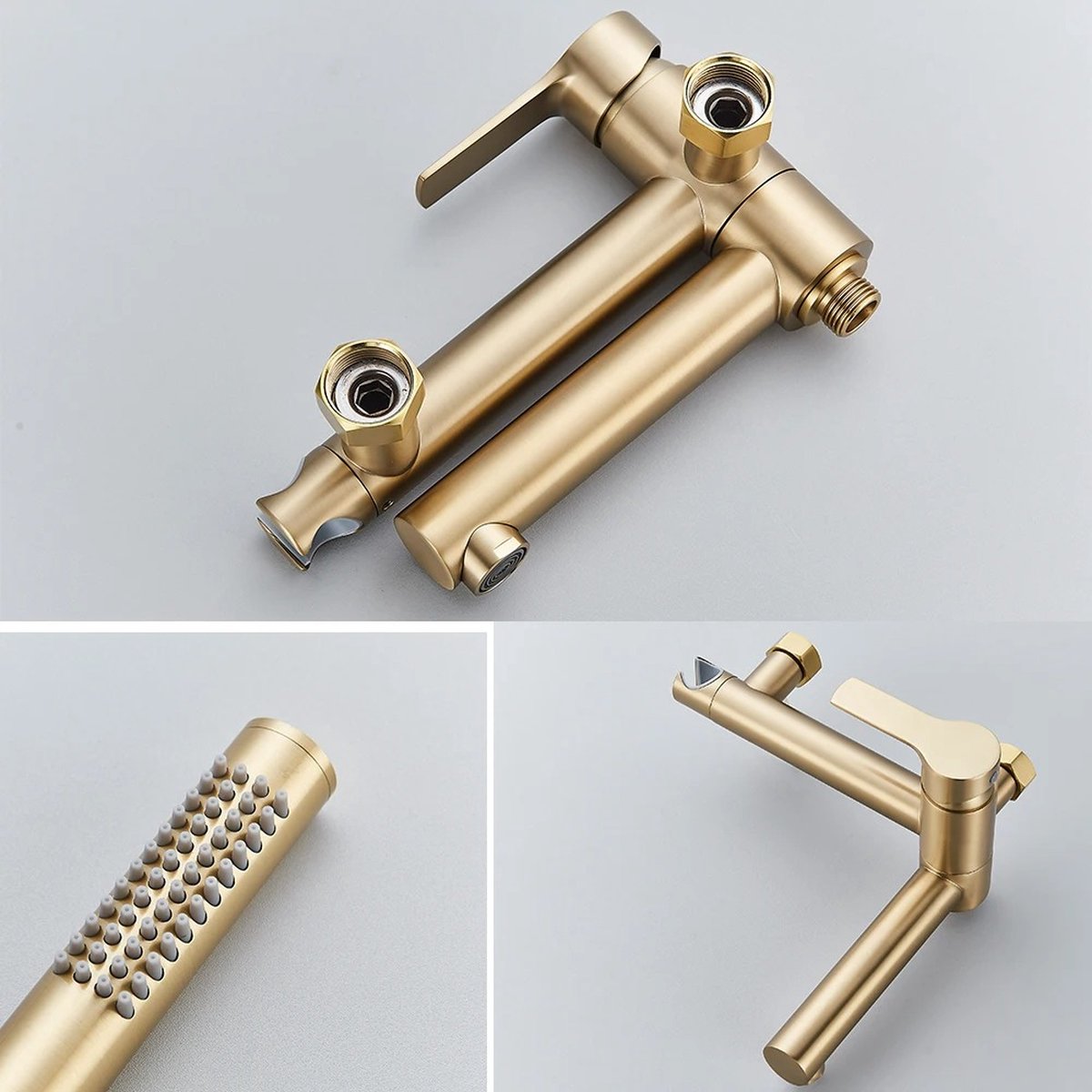 Radius Inbouw badkranenset | Goud Thermostaatkraan met handdouche 5 standen CIG55-00020